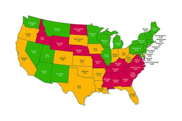 Map of State Cigarette Excise Taxes 