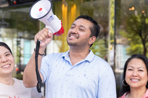 volunteers cheering on advocacy